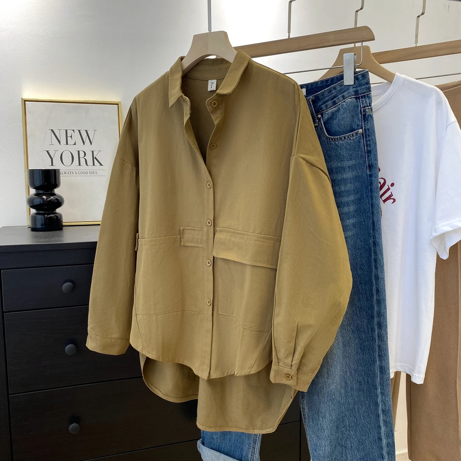 Korean Japanese Brand Cotton irt Jaet Loose Oversize Ele Asymmetrical Trendy Spring Autumn Collar Long Sve
Korean Japanese Brand Cotton irt Jaet Loose Oversize Ele Asymmetrical Trendy Spring Autumn Collar Long Sve