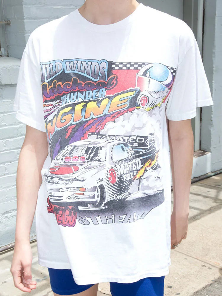 Summer Tshirt for Women and Men Short Sleeve O-neck Harajuku Streetwear Aesthetic Cartoon Racing Print Tops Women 2024
Summer Tshirt for Women and Men Short Sleeve O-neck Harajuku Streetwear Aesthetic Cartoon Racing Print Tops Women 2024