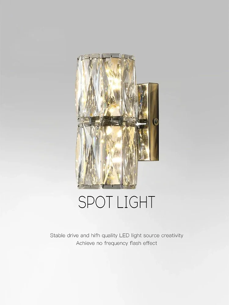 Light luxury crystal wall lamp aisle bedroom bedside lamp modern LED simple living room wall light.
Light luxury crystal wall lamp aisle bedroom bedside lamp modern LED simple living room wall light.