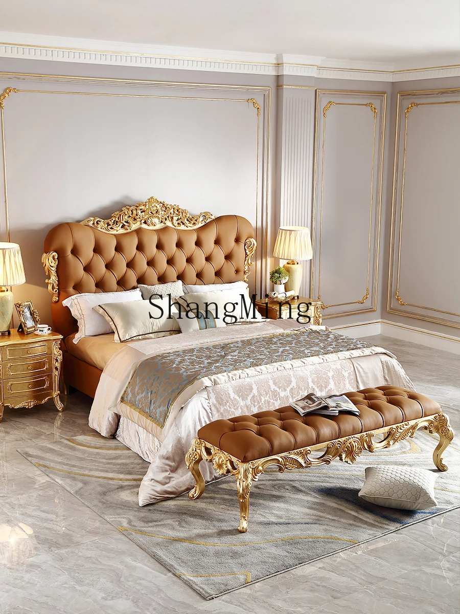 CL light luxury solid wood leather bed hand-carved villa large flat master bedroom double wedding bed
CL light luxury solid wood leather bed hand-carved villa large flat master bedroom double wedding bed