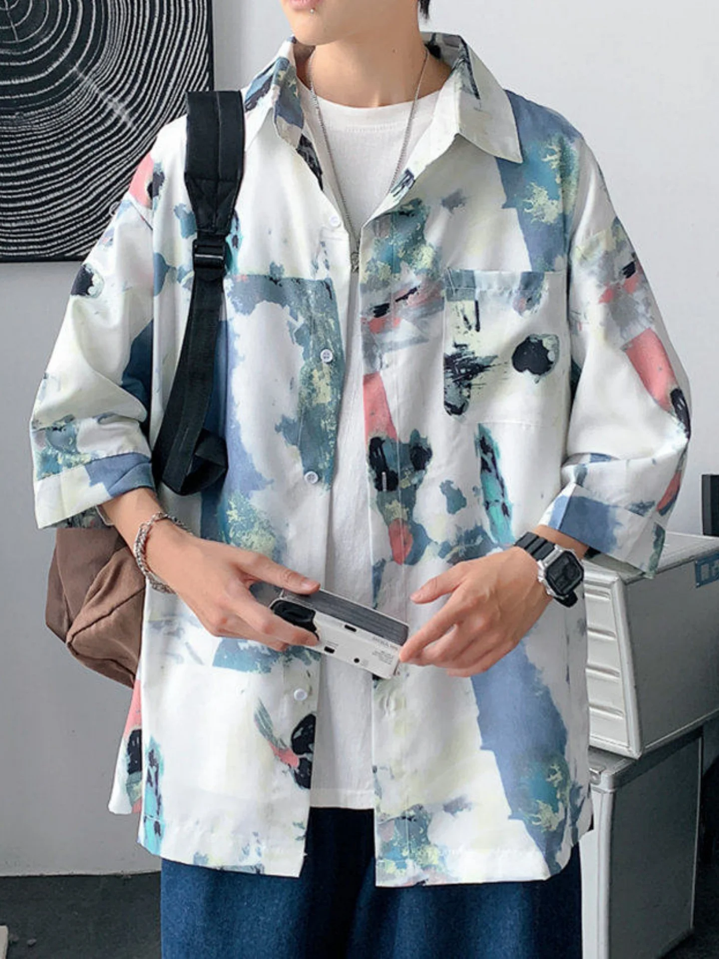 Short Sleeve Shirt Jacket Men's Summer New Style Half Sleeve Top Hong Kong Style Trendy Casual Five Sleeve Retro Print Shirt
Short Sleeve Shirt Jacket Men's Summer New Style Half Sleeve Top Hong Kong Style Trendy Casual Five Sleeve Retro Print Shirt