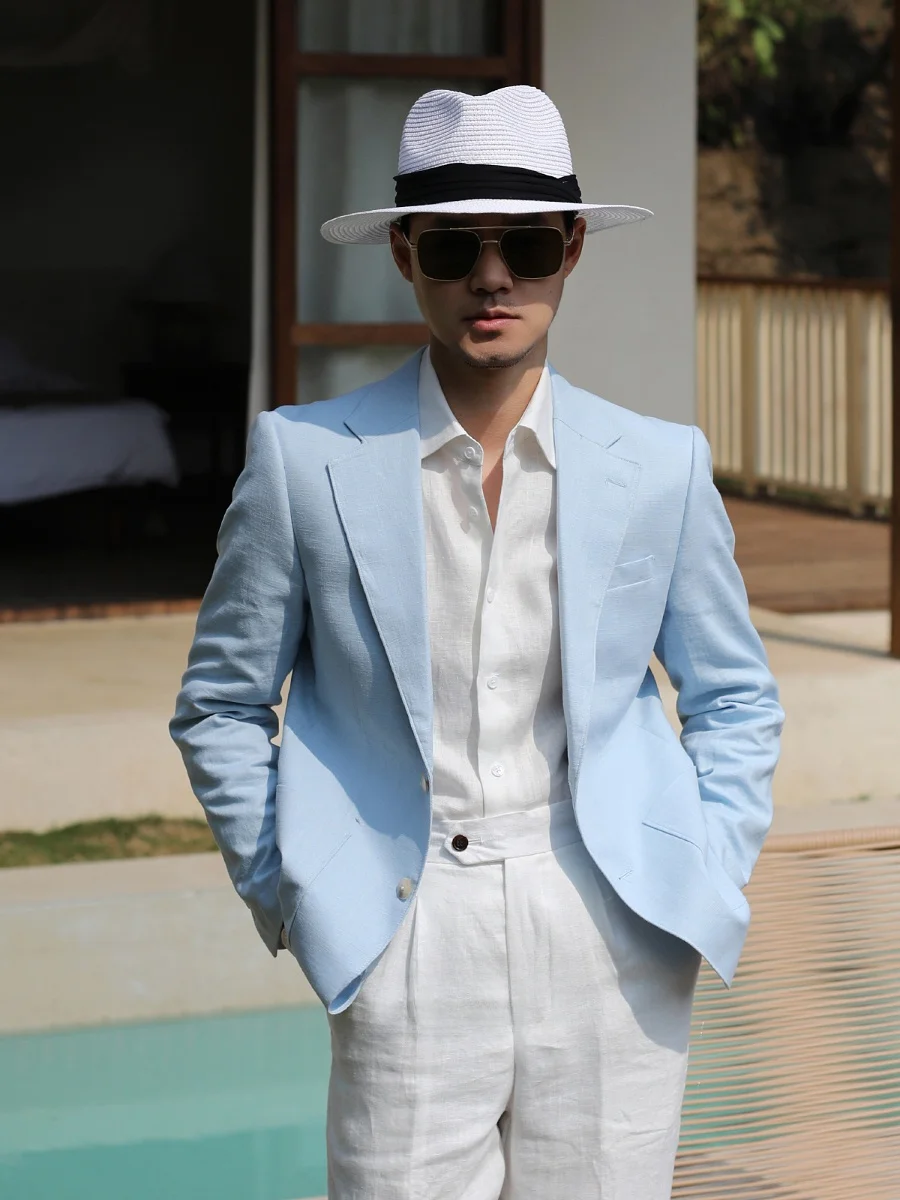 Slim Fit Linen Cotton Blend Suit Lightweight Breathable Wedding Elegant Holiday Half Western Style Men's Casual Suit
Slim Fit Linen Cotton Blend Suit Lightweight Breathable Wedding Elegant Holiday Half Western Style Men's Casual Suit