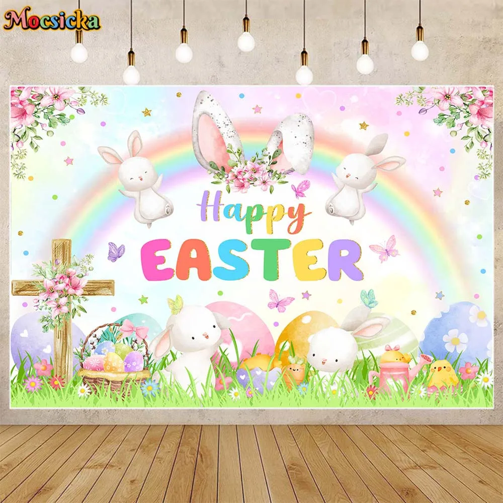Mocsicka Easter Background Bunny Eggs Rainbow Happy Easter Party Decoration Festival Backdrop for Photography Photo Studio Props
Mocsicka Easter Background Bunny Eggs Rainbow Happy Easter Party Decoration Festival Backdrop for Photography Photo Studio Props