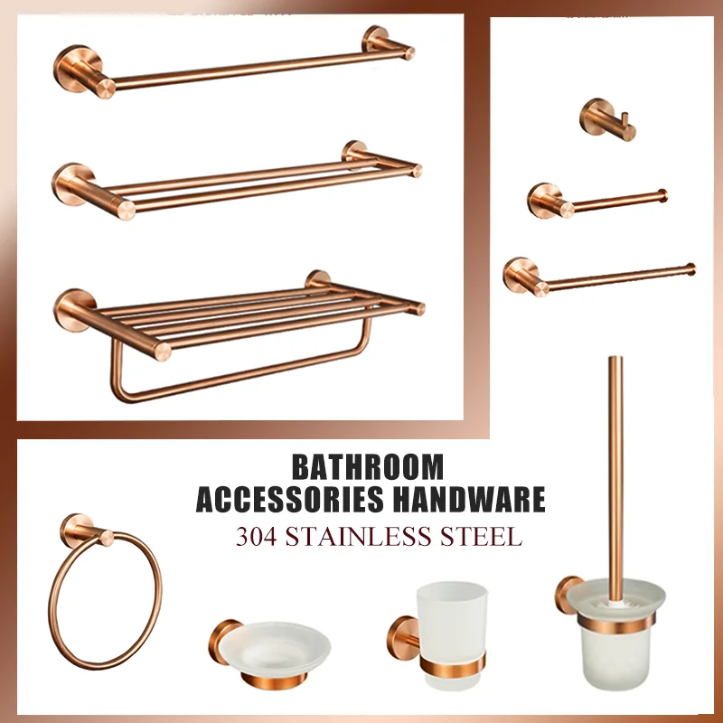 High Quality Brushed Rose Gold Stainless Steel Wall-mounted Elegant Bathroom Set Paper Towel Stick Toilet Bathroom Robe Soap
High Quality Brushed Rose Gold Stainless Steel Wall-mounted Elegant Bathroom Set Paper Towel Stick Toilet Bathroom Robe Soap