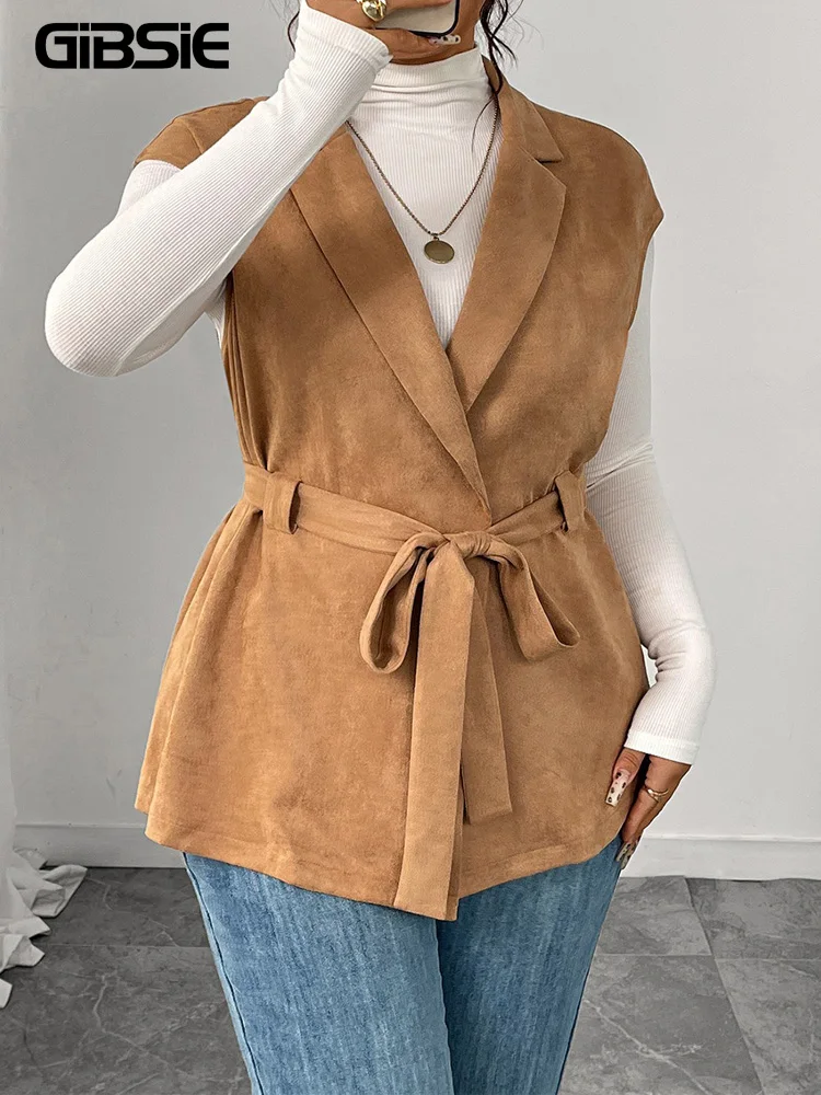 GIBSIE плюс размер с зубчатым вырезом, однотонный жилет с поясом, женский осенний жилет 2023, новый свободный модный жилет без рукавов, женская верхняя одежда
GIBSIE плюс размер с зубчатым вырезом, однотонный жилет с поясом, женский осенний жилет 2023, новый свободный модный жилет без рукавов, женская верхняя одежда