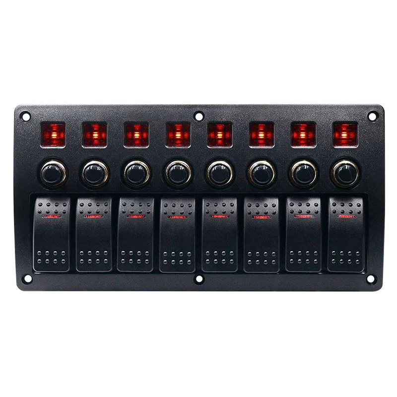 8 Gang Boat Car Rocker Switch Panel 12V 24V Aluminum IP67 Waterproof Marine Toggle Piston Switches 15A Motorhome caravan
8 Gang Boat Car Rocker Switch Panel 12V 24V Aluminum IP67 Waterproof Marine Toggle Piston Switches 15A Motorhome caravan