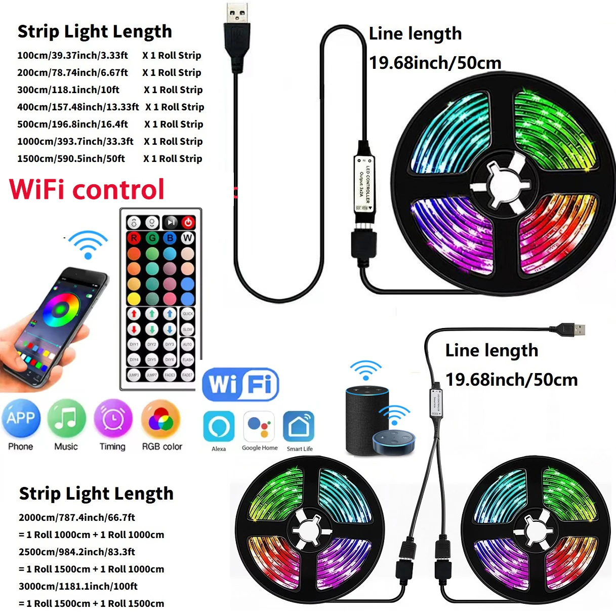 44KEY WiFi IR RGB LED Strip Controllerr/24Key Infrared Dimmer Blue Backlight Multi Light Modes RGB LED Ambient Decor Tape Lights
44KEY WiFi IR RGB LED Strip Controllerr/24Key Infrared Dimmer Blue Backlight Multi Light Modes RGB LED Ambient Decor Tape Lights