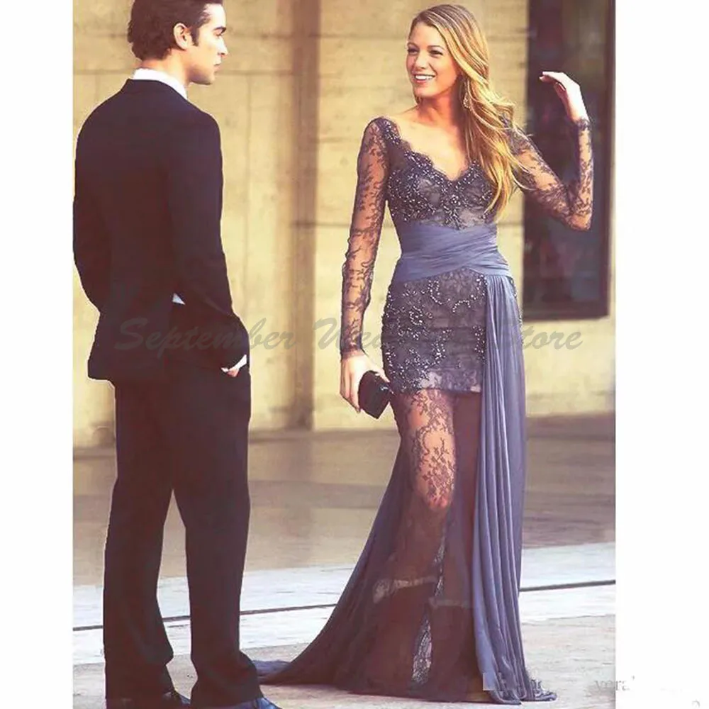 Gossip Girl Blake Lively fashion Zuhair Murad Prom Dresses Grey Long Sleeves Full Lace Beaded Evening Gowns Celebrity Dresses
Gossip Girl Blake Lively fashion Zuhair Murad Prom Dresses Grey Long Sleeves Full Lace Beaded Evening Gowns Celebrity Dresses