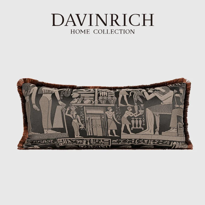 DAVINRICH Egyptian Themed Tapestry Jacqauard Long Pillow Cover Figures And Hieroglyphs Decorative Cushion Case With Fringed Trim
DAVINRICH Egyptian Themed Tapestry Jacqauard Long Pillow Cover Figures And Hieroglyphs Decorative Cushion Case With Fringed Trim