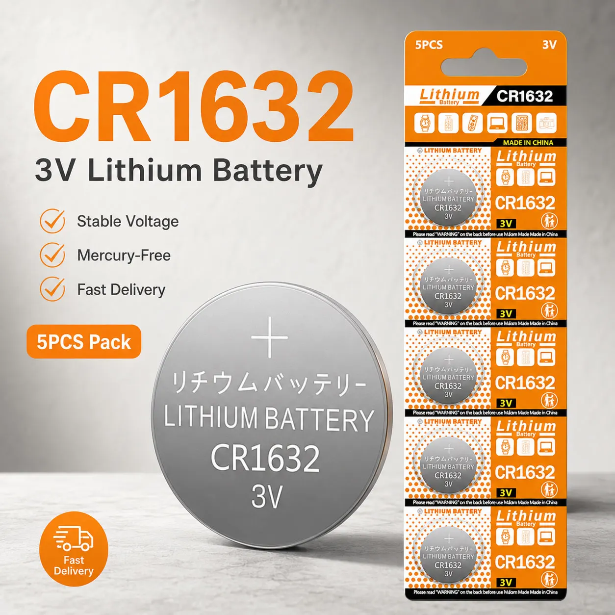 CR1632 3V Button Cell Battery 120mAh Bulk Pack For Electronic Watch Car Remote Control
CR1632 3V Button Cell Battery 120mAh Bulk Pack For Electronic Watch Car Remote Control