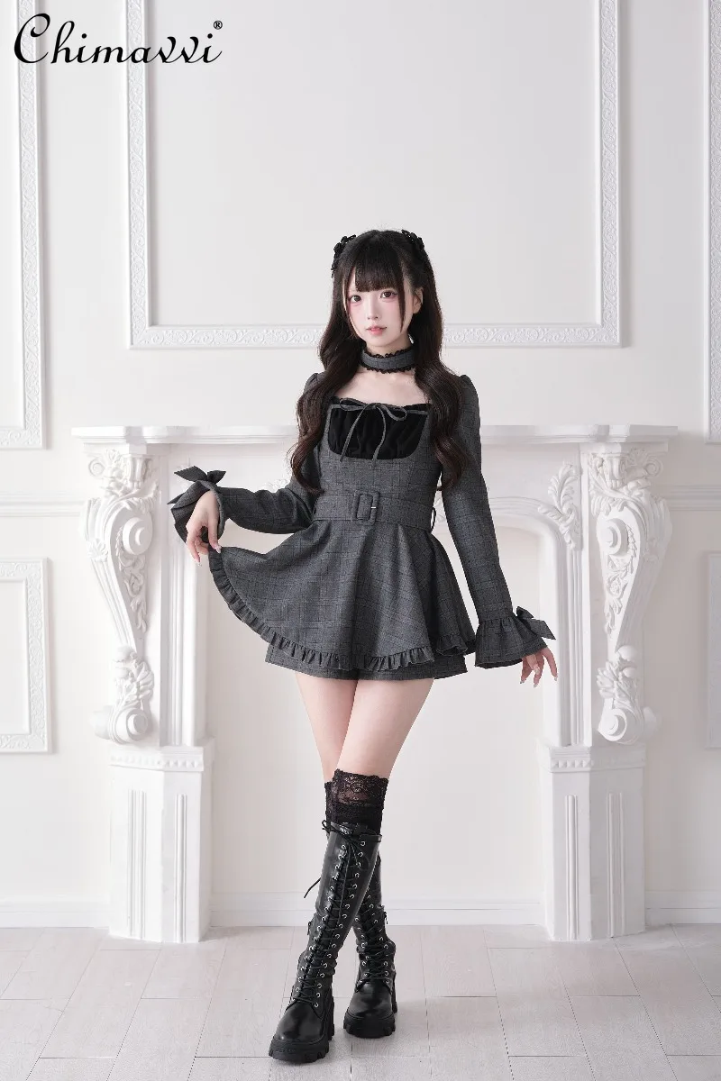 Japanese Mine Seies Women's Square Neck Long Sleeve Plaid Dress 2026 Spring Subculture Slim Choker Belted Short Mini Dresses
Japanese Mine Seies Women's Square Neck Long Sleeve Plaid Dress 2026 Spring Subculture Slim Choker Belted Short Mini Dresses