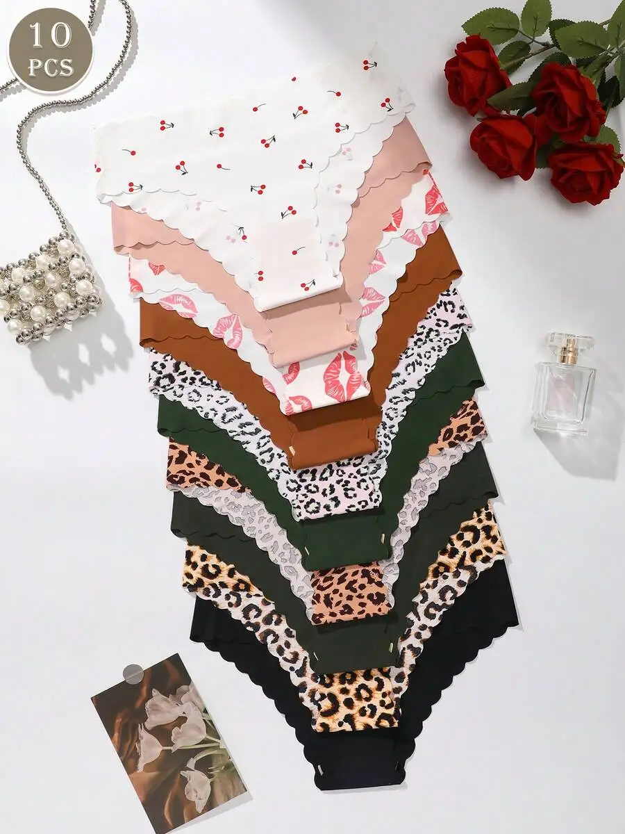 10pcs Women Seamless Briefs Soft Comfortable Panties Leopard Print Floral Lips Cherry Pattern
10pcs Women Seamless Briefs Soft Comfortable Panties Leopard Print Floral Lips Cherry Pattern