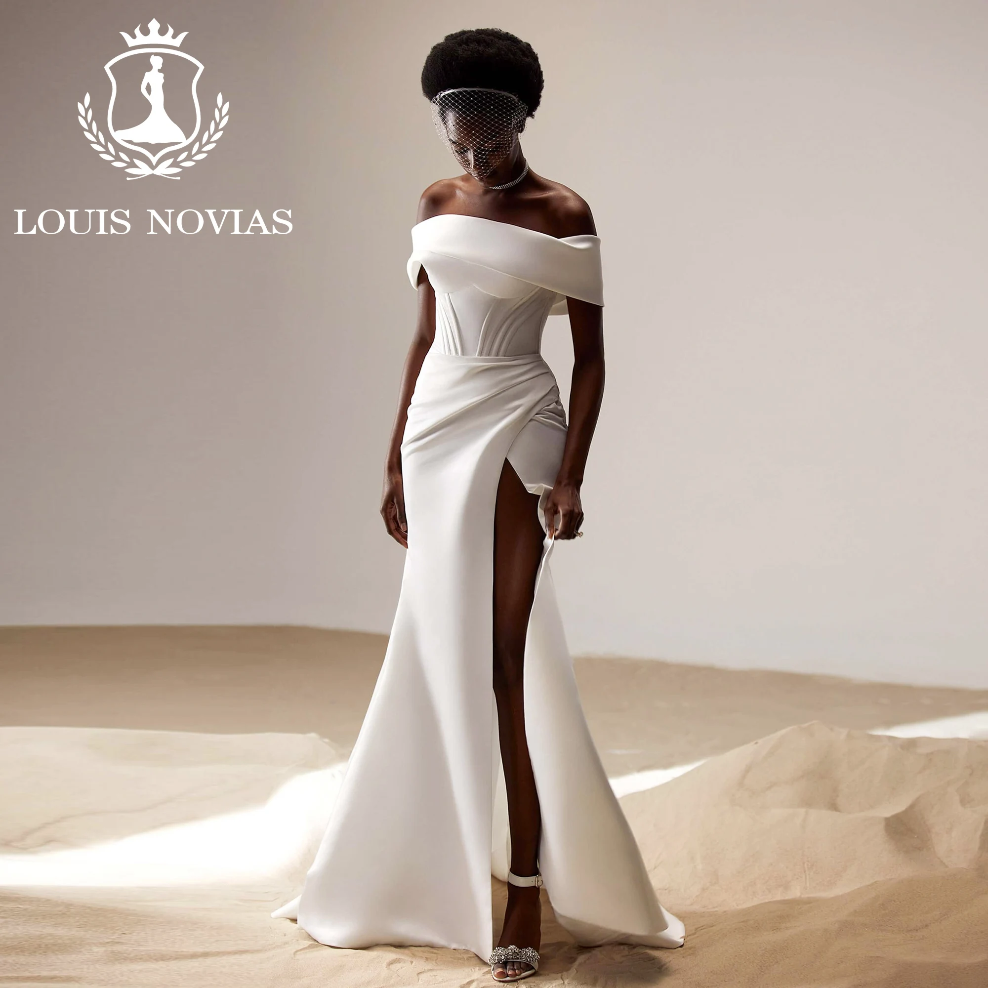 LOUIS NOVIAS Mermaid Wedding Dress Off the Shoulder Boat Neck Lace Up Thigh Split Wedding Gown Sheath Trumpet Prom Dresses
LOUIS NOVIAS Mermaid Wedding Dress Off the Shoulder Boat Neck Lace Up Thigh Split Wedding Gown Sheath Trumpet Prom Dresses