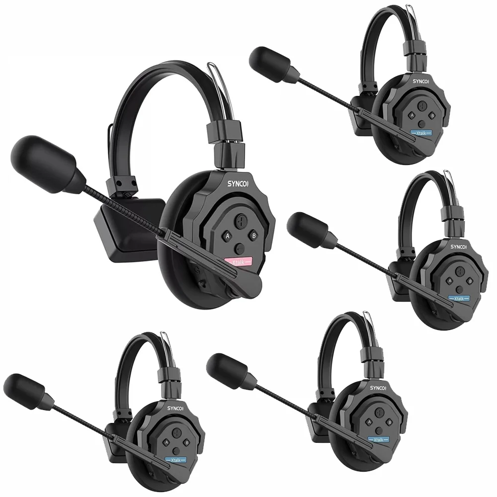 SYNCO Xtalk X5 Full Duplex Wireless Intercom System 2.4G Communication Headset With Wireless Microphone for 5 User Team Studio
SYNCO Xtalk X5 Full Duplex Wireless Intercom System 2.4G Communication Headset With Wireless Microphone for 5 User Team Studio