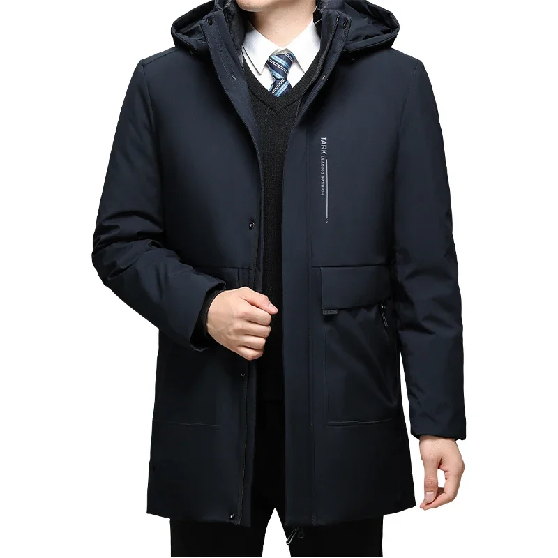 Thicken Warm Solid Color Casual Warm Cotton Hooded Mid Length Parka Fashion New Streetwear Winter Long Warm Jacket Men Parkas
Thicken Warm Solid Color Casual Warm Cotton Hooded Mid Length Parka Fashion New Streetwear Winter Long Warm Jacket Men Parkas