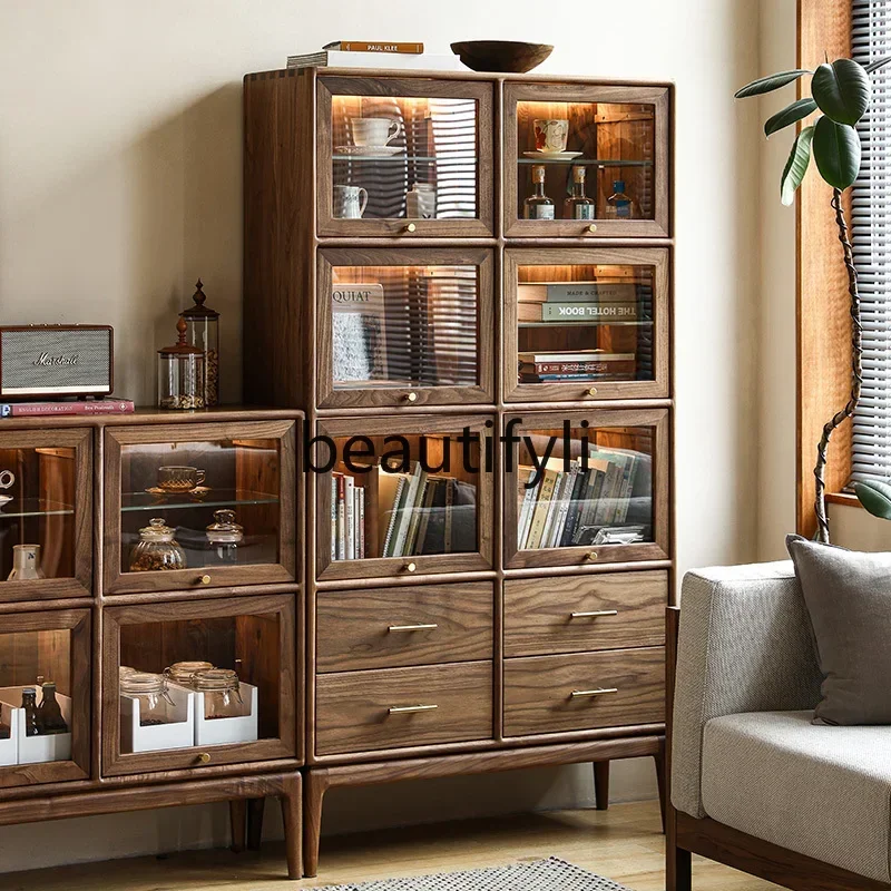 Cy56 All solid wood black walnut glass with lamp wine cabinet display cabinet living room locker
Cy56 All solid wood black walnut glass with lamp wine cabinet display cabinet living room locker