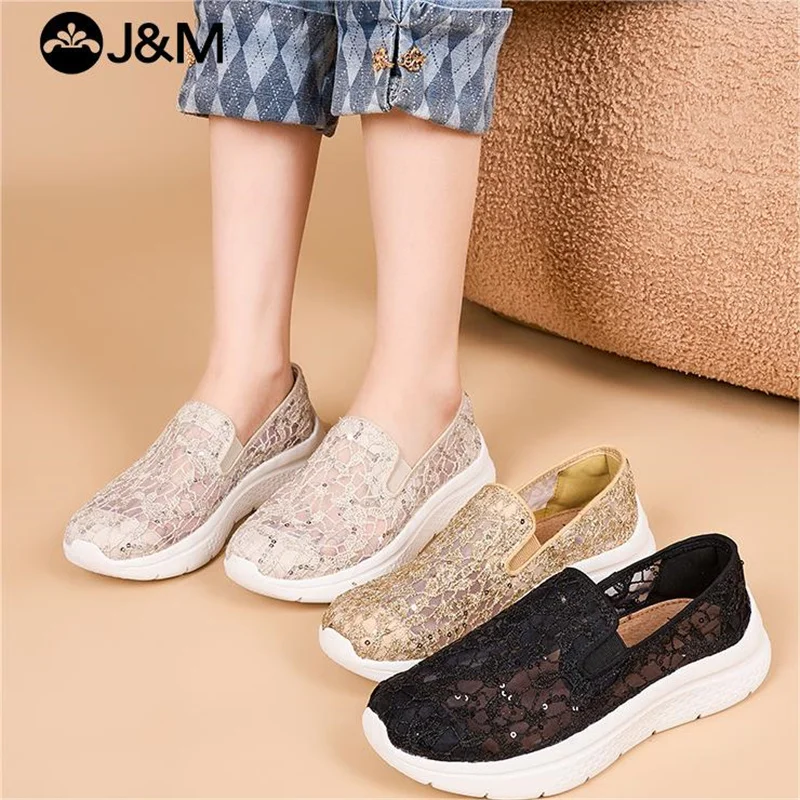 J&M Casual Shoes Women 2024 Lady Lace Mesh Breathable White Shoes Spring Summer Slip-on Shoes Walking Sports Black Sneakers
J&M Casual Shoes Women 2024 Lady Lace Mesh Breathable White Shoes Spring Summer Slip-on Shoes Walking Sports Black Sneakers