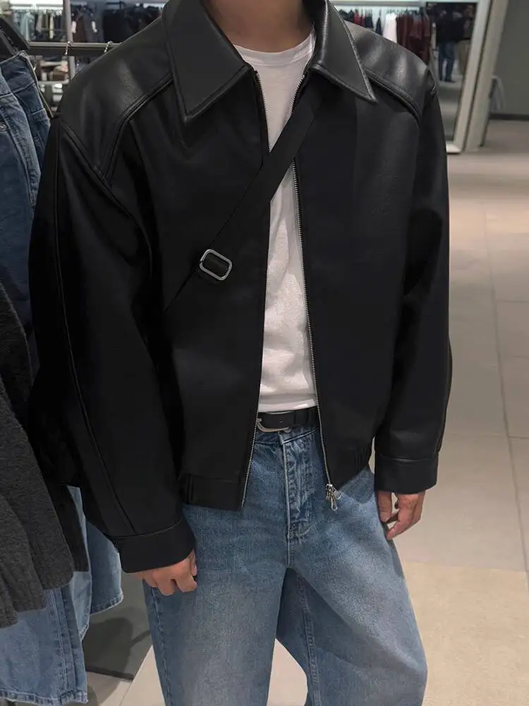 SYUHGFA 2025 Autumn High Street Men's PU Leather Short Coats Turn-down Collar Zipper Korean Style Solid Color Male Jackets
SYUHGFA 2025 Autumn High Street Men's PU Leather Short Coats Turn-down Collar Zipper Korean Style Solid Color Male Jackets