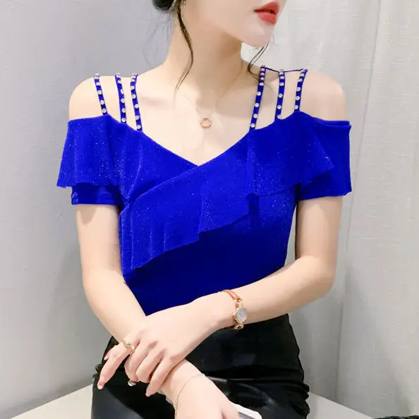 2025 New Summer Short Sleeve Ruffles Chiffon Women Blouse Solid Color Mesh Off Shoulder Top Fashion Sexy Elegant Shirt A568
2025 New Summer Short Sleeve Ruffles Chiffon Women Blouse Solid Color Mesh Off Shoulder Top Fashion Sexy Elegant Shirt A568