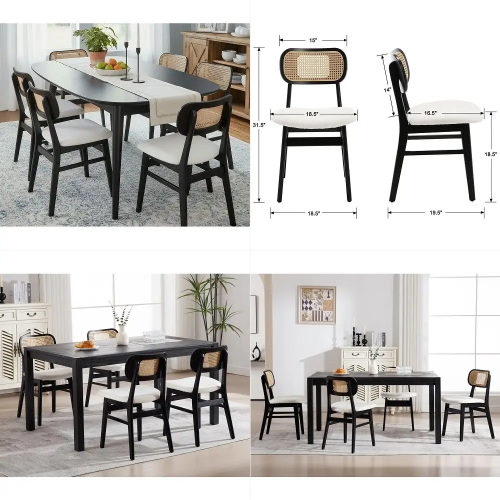 Rattan Dining Chairs Set of 6 Cane Back Farmhouse Dining Room Chairs Mid Century Kitchen Chair with Black Wood Frame Sherpa Uph
Rattan Dining Chairs Set of 6 Cane Back Farmhouse Dining Room Chairs Mid Century Kitchen Chair with Black Wood Frame Sherpa Uph