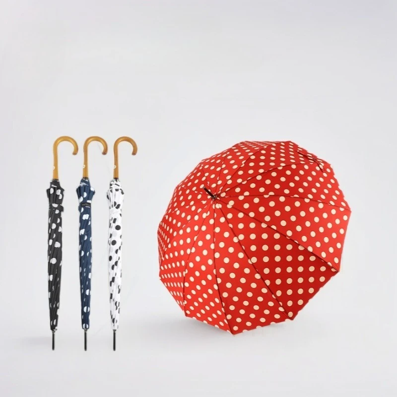 12-Bone Polka Dot Stick Umbrella, UV Sun Protection Rainproof, Strong Windproof Sturdy Durable Premium Design for Ladies
12-Bone Polka Dot Stick Umbrella, UV Sun Protection Rainproof, Strong Windproof Sturdy Durable Premium Design for Ladies