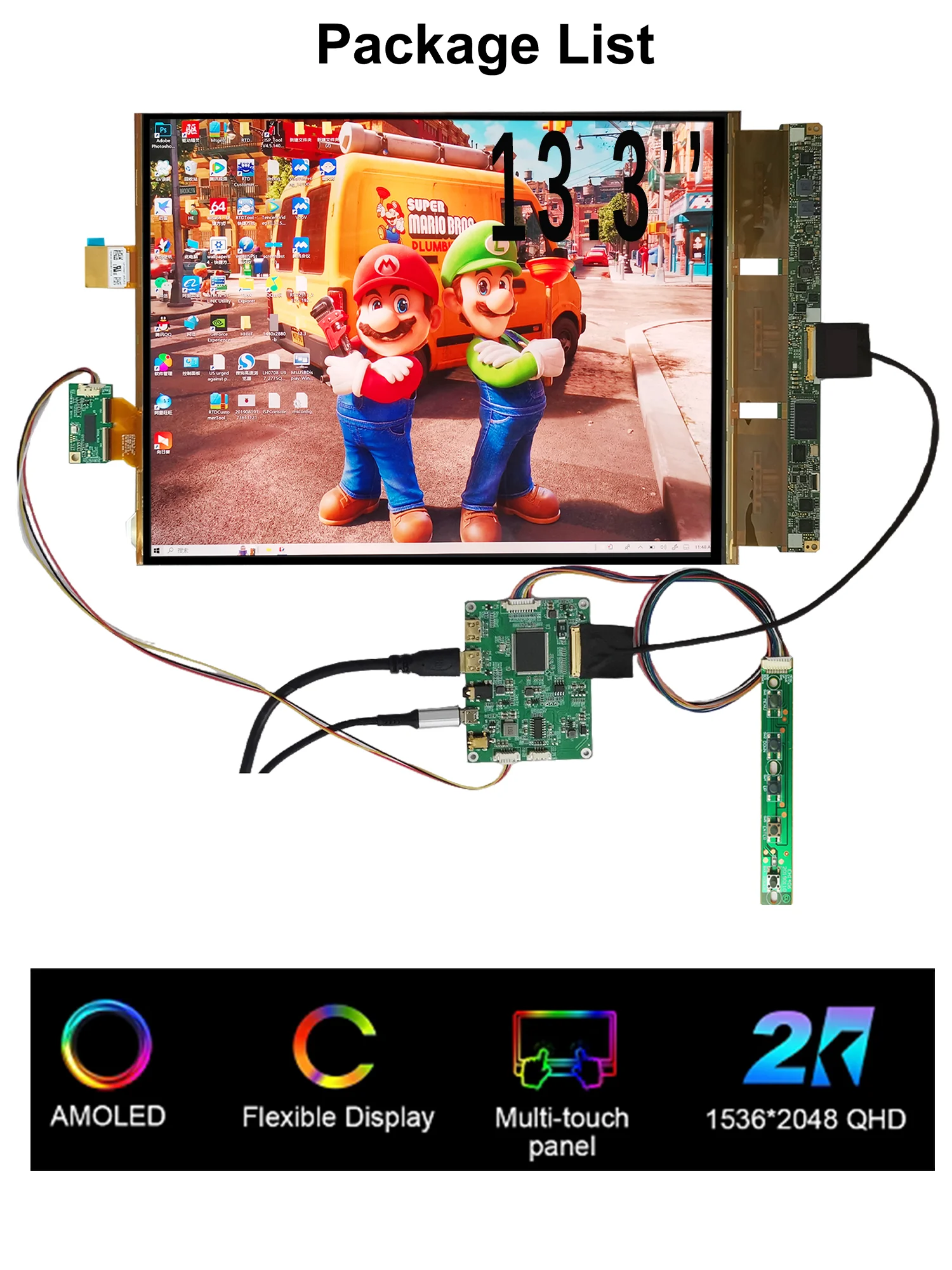 Wisecoco 13,3 "OLED сенсорный гибкий экран монитора 2K 2048x1536 AMOLED гибкий экран плата контроллера модуль DIY KIT
Wisecoco 13,3 "OLED сенсорный гибкий экран монитора 2K 2048x1536 AMOLED гибкий экран плата контроллера модуль DIY KIT