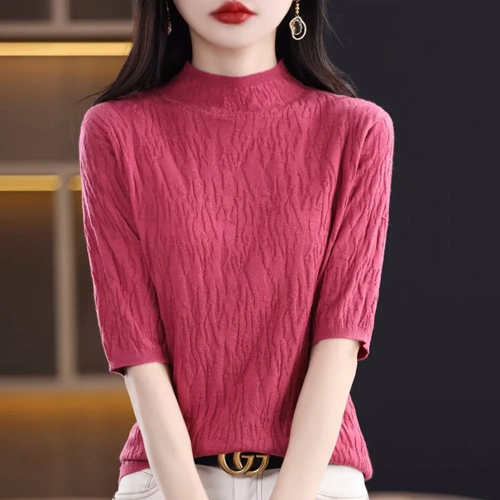 Summer Slim Straight Jacquard Knitted Pullover Women Fashion Casual Loose Short Sleeve O-Neck White Black Ladies Sweater Z107
Summer Slim Straight Jacquard Knitted Pullover Women Fashion Casual Loose Short Sleeve O-Neck White Black Ladies Sweater Z107