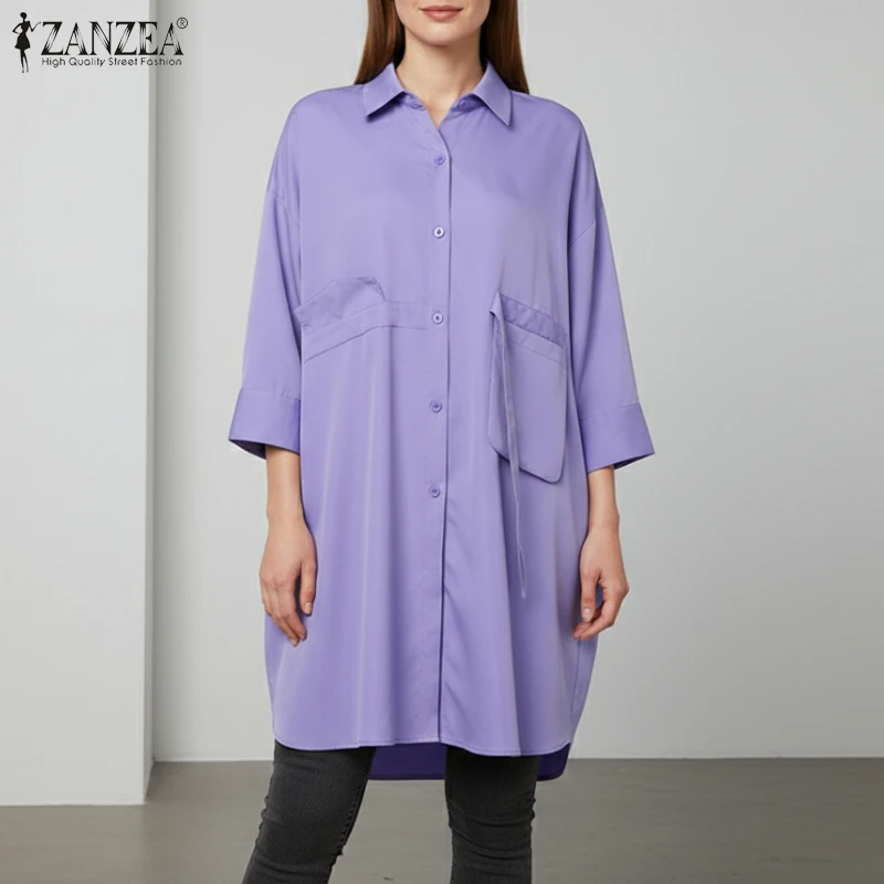 ZANZEA Plus Size Women's Oversized Long Shirts Minimalist Casual Chic Collared Button Up Blouse Spring Baggy Chemises Femme 5XL
ZANZEA Plus Size Women's Oversized Long Shirts Minimalist Casual Chic Collared Button Up Blouse Spring Baggy Chemises Femme 5XL