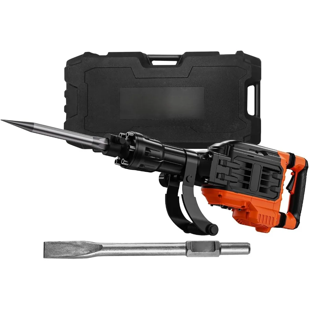 Demolition Jack Hammer, 3500W Concrete Breaker, 2pcs Chisel With Gloves & 360C Swiveling Front Handle for Trenching, 1900 BPM
Demolition Jack Hammer, 3500W Concrete Breaker, 2pcs Chisel With Gloves & 360C Swiveling Front Handle for Trenching, 1900 BPM