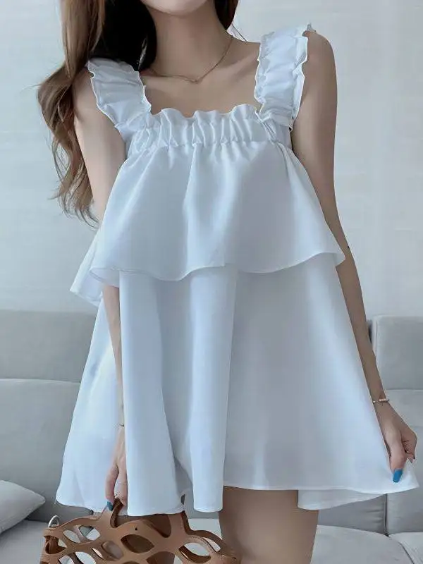 plus Size Women's Shirt Summer Loose Fit Sleeveless Tunic Top with Ruffle Design Versatile Simple Style Large Size Clothing
plus Size Women's Shirt Summer Loose Fit Sleeveless Tunic Top with Ruffle Design Versatile Simple Style Large Size Clothing
