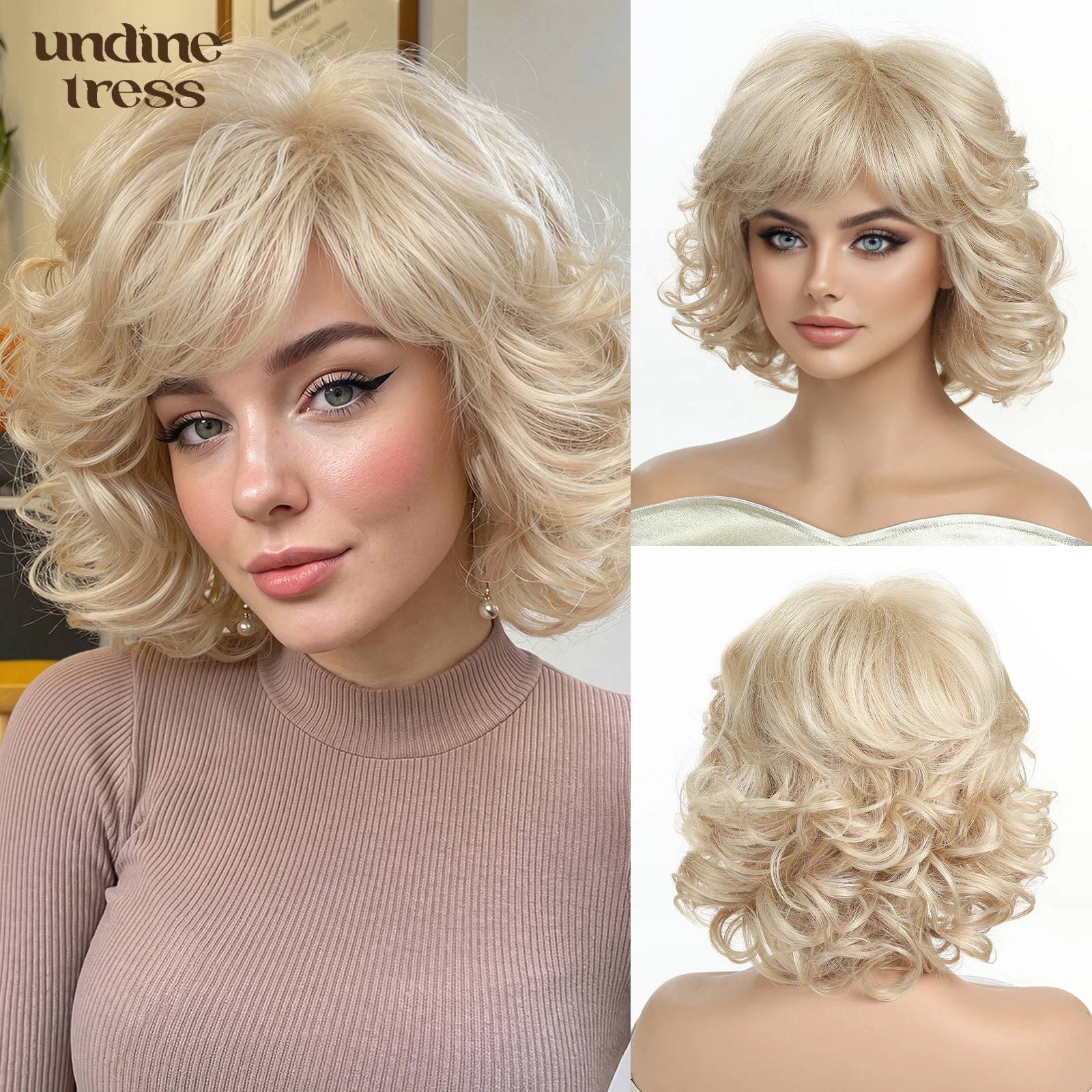 Platinum Blonde Short Curly Synthetic Wigs with Bangs 12 Inch Heat Resistant Natural Looking Wig for Daily Wear
Platinum Blonde Short Curly Synthetic Wigs with Bangs 12 Inch Heat Resistant Natural Looking Wig for Daily Wear