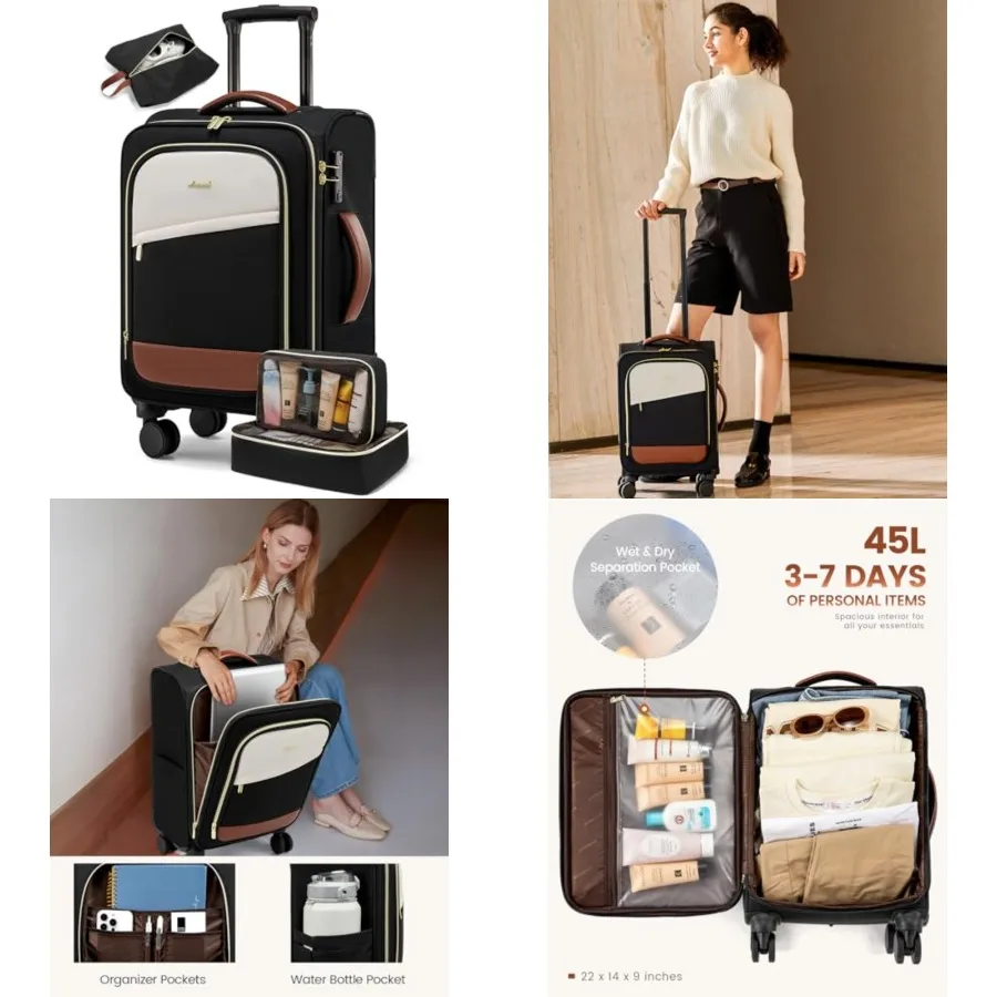 4 Pcs Carry On Luggage 22x14x9 Airline Approved, 20 Inch Carry On Suitcases with Wheels, Softside Rolling Suitcase for Women Me
4 Pcs Carry On Luggage 22x14x9 Airline Approved, 20 Inch Carry On Suitcases with Wheels, Softside Rolling Suitcase for Women Me