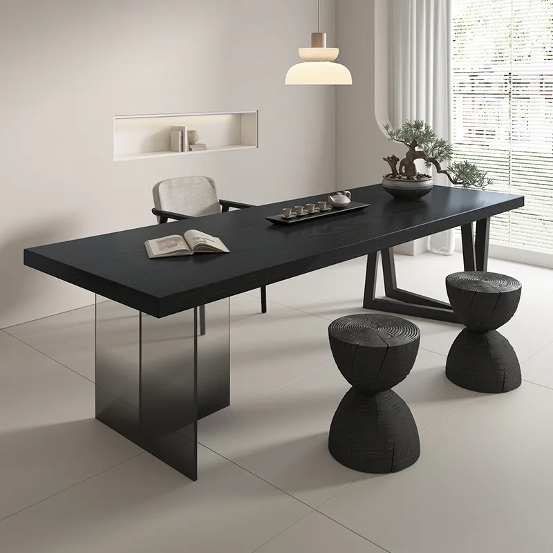 Black solid wood acrylic large board tea table Company office reception Light luxury Living room
Black solid wood acrylic large board tea table Company office reception Light luxury Living room