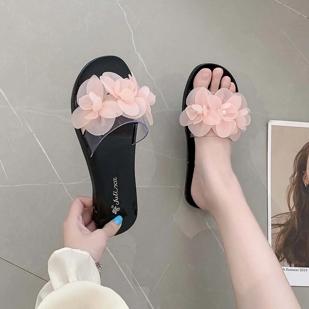 Holiday Outer Wear Women Flower Crystal Slippers Jelly Transparent Flower Pink Purple Seaside Sandals Flat Shoes Non-Slip
Holiday Outer Wear Women Flower Crystal Slippers Jelly Transparent Flower Pink Purple Seaside Sandals Flat Shoes Non-Slip