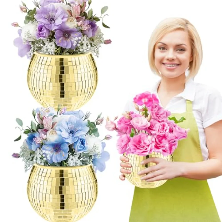 2 Pcs Disco Ball Vase, 4.4 x 6 Inch Mirrored Disco Ball Planter, Disco Ball Candle Holders Perfect Disco Decorative Planters fo
2 Pcs Disco Ball Vase, 4.4 x 6 Inch Mirrored Disco Ball Planter, Disco Ball Candle Holders Perfect Disco Decorative Planters fo