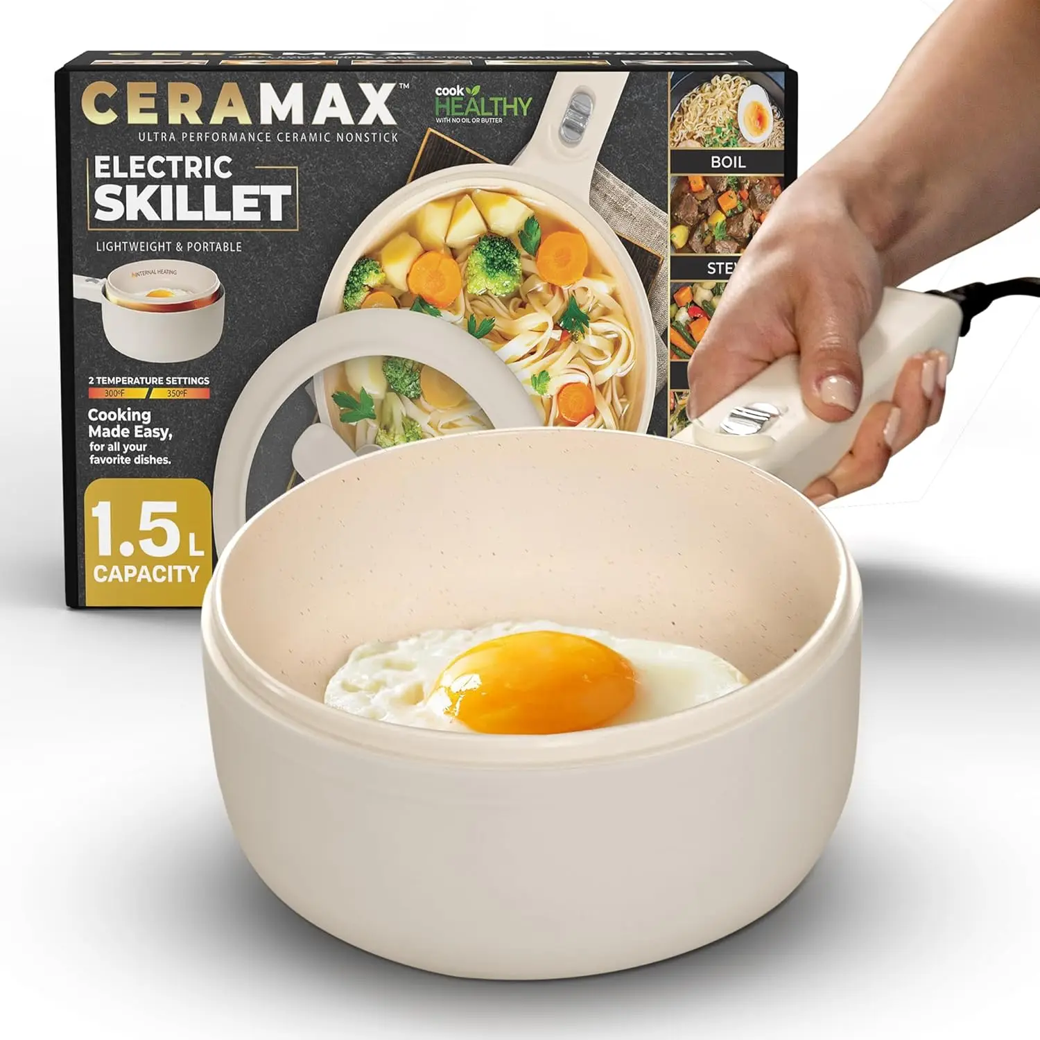 Electric Hot Pot with Lid and Steamer, 1.5L Ceramic Hot Pot Electric Skillet, Ramen Cooker, Portable Nonstick Hotpot Pot Electric Cooker Frying Pan for Dorm Room Essentials, Camping, RVs, Work
Electric Hot Pot with Lid and Steamer, 1.5L Ceramic Hot Pot Electric Skillet, Ramen Cooker, Portable Nonstick Hotpot Pot Electric Cooker Frying Pan for Dorm Room Essentials, Camping, RVs, Work