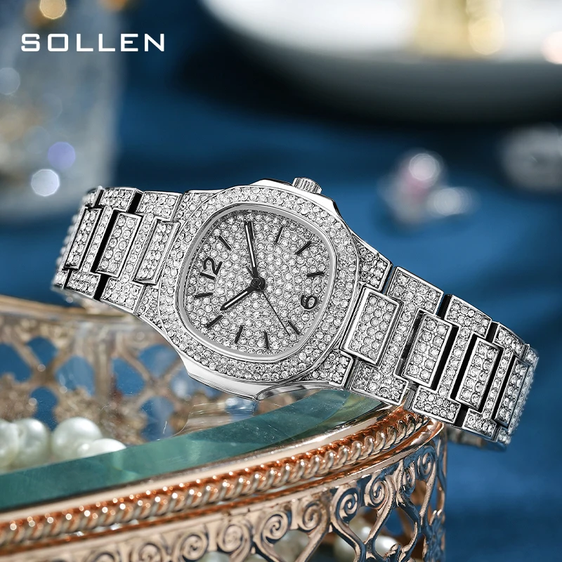 Швейцарские женские роскошные часы SOLLEN с японским кварцевым механизмом MIYOTA GL32, полностью инкрустированные бриллиантами, водонепроницаемые, модные часы SL437
Швейцарские женские роскошные часы SOLLEN с японским кварцевым механизмом MIYOTA GL32, полностью инкрустированные бриллиантами, водонепроницаемые, модные часы SL437