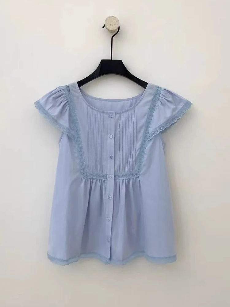 Cute Lace Splice Fly Sve irt Women's Summer New Korean Sle Gentle Pleated Top Breathable Loose Fit round Ne ort Sl...
Cute Lace Splice Fly Sve irt Women's Summer New Korean Sle Gentle Pleated Top Breathable Loose Fit round Ne ort Sl...