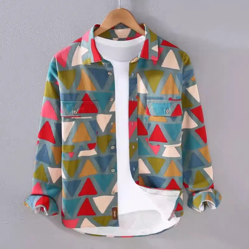 Geometric Print Long Sve Men's irt Spring Summer Faion Casual Outerwear Stand Fit Breathable Youthful Collar
Geometric Print Long Sve Men's irt Spring Summer Faion Casual Outerwear Stand Fit Breathable Youthful Collar