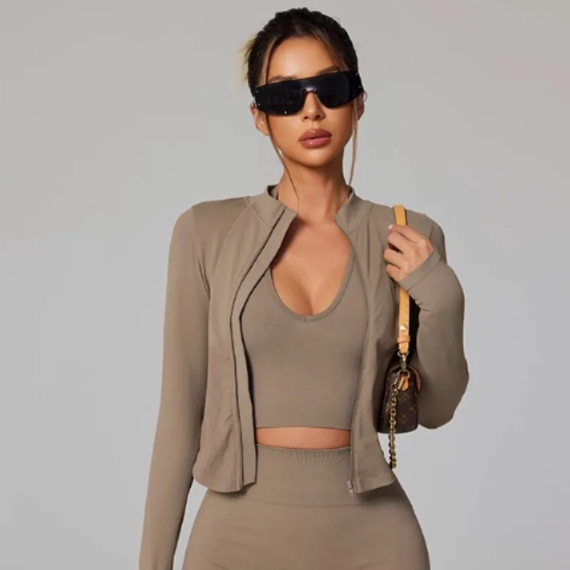 Pocket Zip-Front Cardigan Yoga Top Women's Long-Sleeved Quick-Dry Outdoor Running Top Training Sports Fitness Stretch Leggings
Pocket Zip-Front Cardigan Yoga Top Women's Long-Sleeved Quick-Dry Outdoor Running Top Training Sports Fitness Stretch Leggings