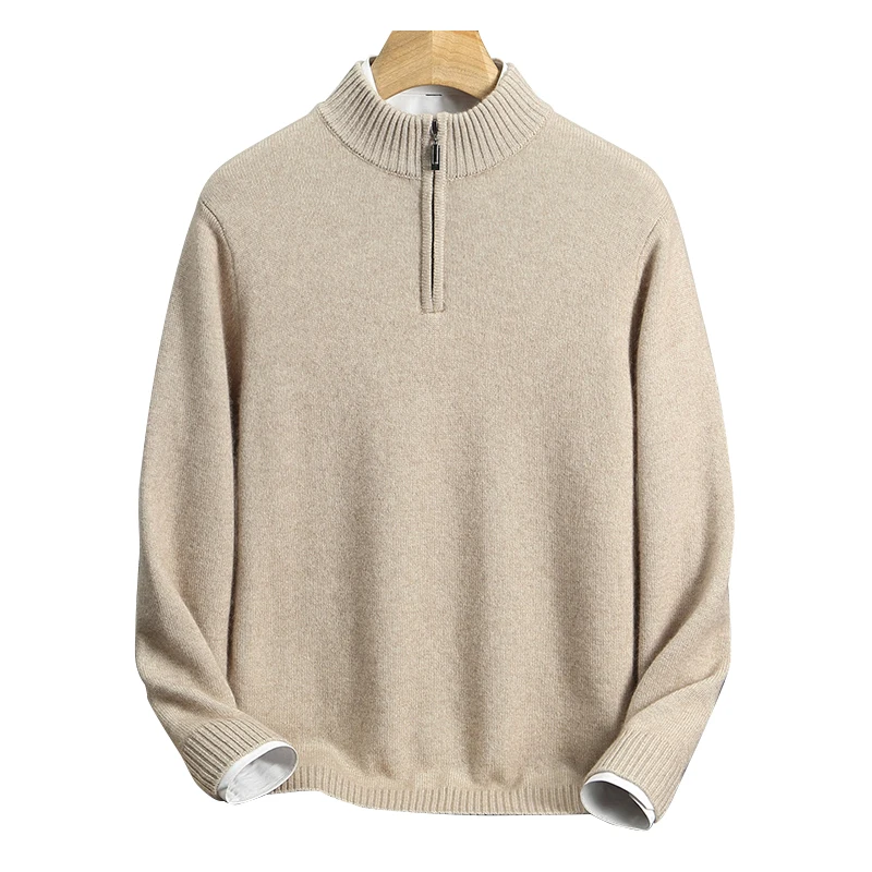 High-end Men Mock Neck Cashmere Sweater Half Zipper Long Sleeve Pullover Autumn Winter Thick Smart Casual 100% Cashmere Knitwear
High-end Men Mock Neck Cashmere Sweater Half Zipper Long Sleeve Pullover Autumn Winter Thick Smart Casual 100% Cashmere Knitwear
