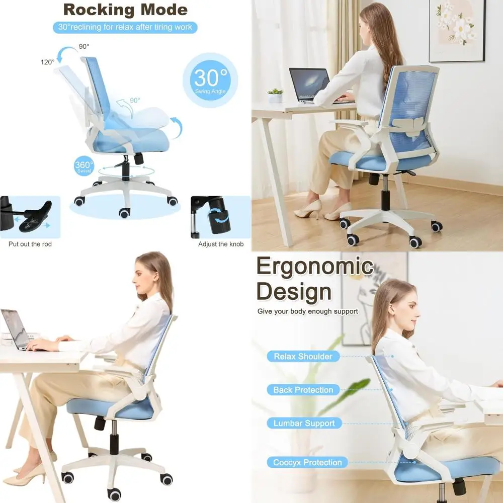 Поворотное офисное кресло с регулируемой высотой, откидными подлокотниками и поясничной опорой, синее
Поворотное офисное кресло с регулируемой высотой, откидными подлокотниками и поясничной опорой, синее