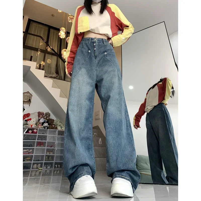 Blue Women Jeans High Waist American Chic Design Fashion Vintage Streetwear Wide Leg Jean Female Trouser NEW Baggy Denim Pants
Blue Women Jeans High Waist American Chic Design Fashion Vintage Streetwear Wide Leg Jean Female Trouser NEW Baggy Denim Pants