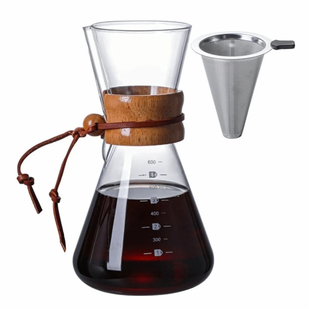 Espresso Coffee Stainless Steel Coffee Pot with Fliter Glass Tea Pot High-Temperature Resistant Wooden Handle Tea Kettle Home
Espresso Coffee Stainless Steel Coffee Pot with Fliter Glass Tea Pot High-Temperature Resistant Wooden Handle Tea Kettle Home