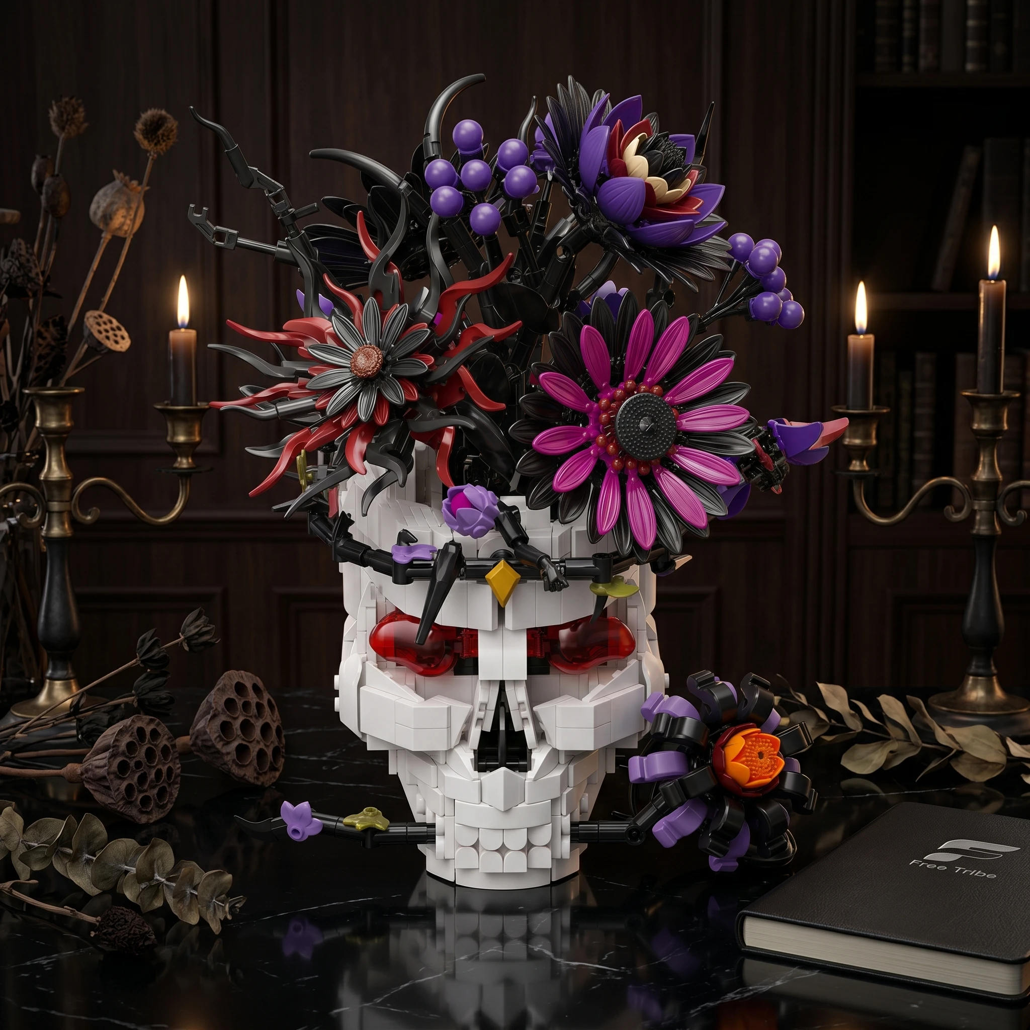Gothic Skull Dark Flower Bouquet Building Blocks Set 1549PCS Skeleton Floral Pot Model Bricks Home Decor Gift for Hobbyists
Gothic Skull Dark Flower Bouquet Building Blocks Set 1549PCS Skeleton Floral Pot Model Bricks Home Decor Gift for Hobbyists