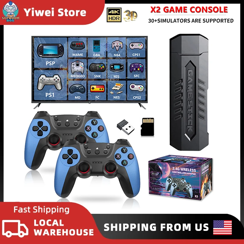 X2 Blue Video Game Stick 4K Video Game Stick Console 2.4G Double Charging Wireless Controller HD 40000 Games 128G Retro Games
X2 Blue Video Game Stick 4K Video Game Stick Console 2.4G Double Charging Wireless Controller HD 40000 Games 128G Retro Games