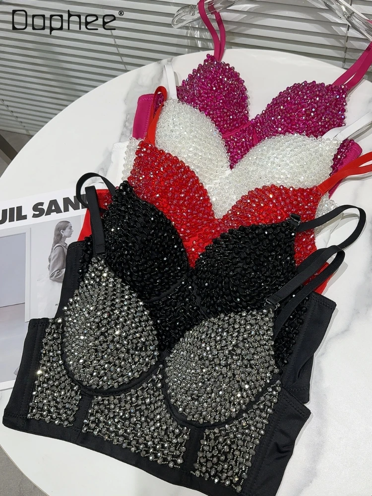 Nightclub Hot Girl Particle Beaded Heavy Industry Fishbone Chest Pad Underwear 2024 Summer New Suspender Crop Top Women Tank Top
Nightclub Hot Girl Particle Beaded Heavy Industry Fishbone Chest Pad Underwear 2024 Summer New Suspender Crop Top Women Tank Top