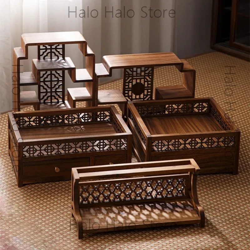 Walnut storage rack Small desktop teacup holder New Chinese style tea room coffee table storage cup holder Display shelf
Walnut storage rack Small desktop teacup holder New Chinese style tea room coffee table storage cup holder Display shelf
