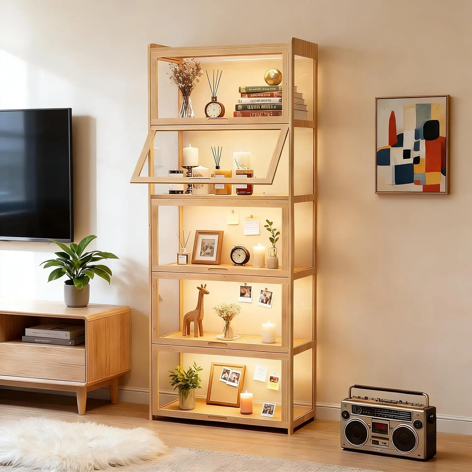 5-Tier Display Cabinet with Acrylic Doors Curio Showcase for Collectibles Living Room Office 27.5x13.5x67.5 Natural, Customized
5-Tier Display Cabinet with Acrylic Doors Curio Showcase for Collectibles Living Room Office 27.5x13.5x67.5 Natural, Customized