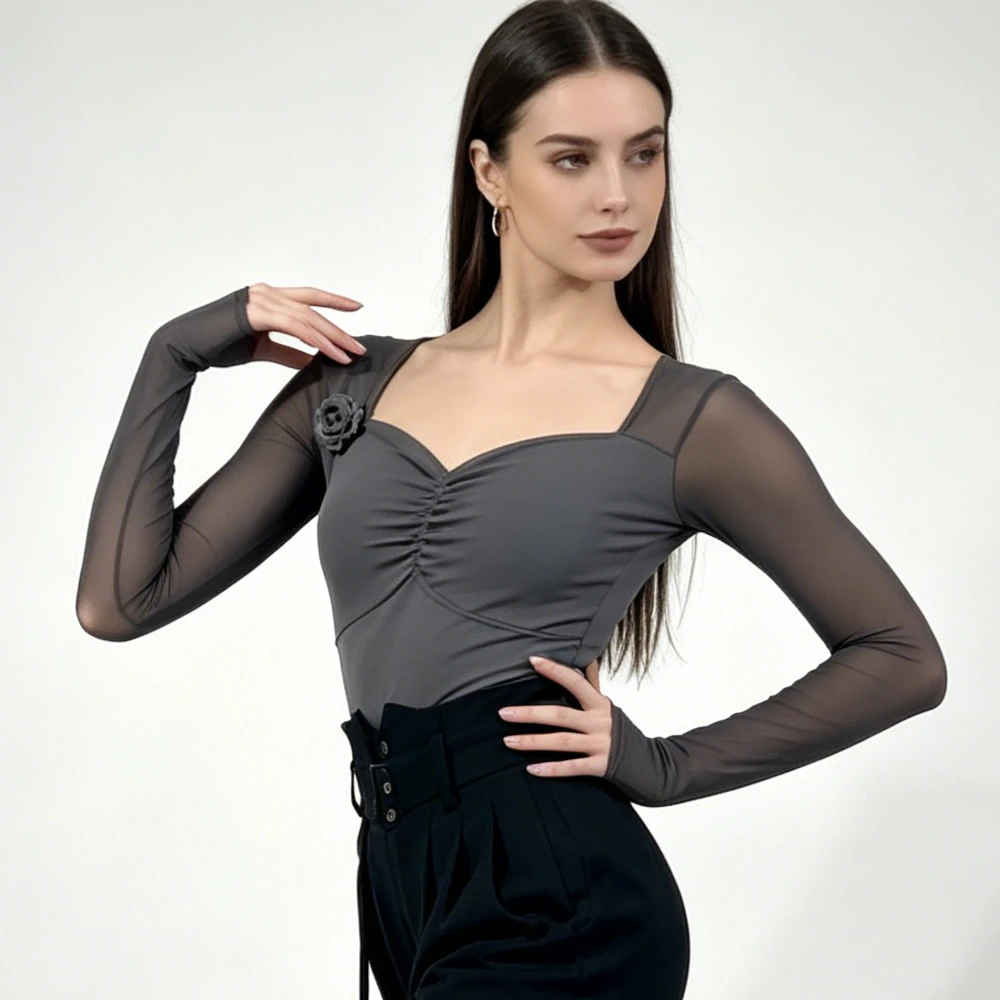 Long Sleeve Floral Slim Feminine Modern Dance Top With Niche Fashion Design, Stretch Latin Dancewear For Daily Dance Training
Long Sleeve Floral Slim Feminine Modern Dance Top With Niche Fashion Design, Stretch Latin Dancewear For Daily Dance Training